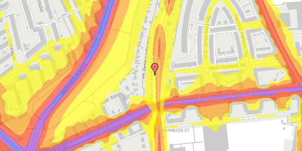 Trafikstøjkort på Hf. Zenia-Lindevang 12, 2000 Frederiksberg