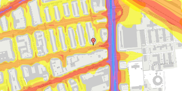 Trafikstøjkort på Landskronagade 14, 2100 København Ø