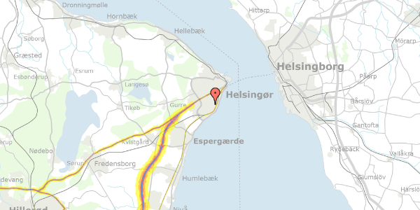 Trafikstøjkort på Rønnebær Alle 38, . 3, 3000 Helsingør