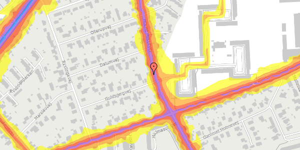 Trafikstøjkort på Guldbjergvej 2A, 8270 Højbjerg