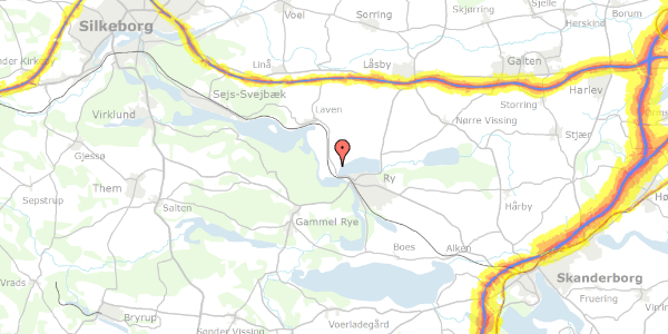 Trafikstøjkort på Silkeborgvej 51, 8680 Ry