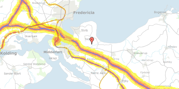 Trafikstøjkort på Bogensevej 89, 5500 Middelfart