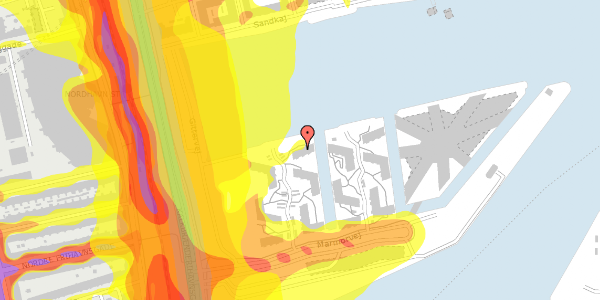 Trafikstøjkort på Marmorvej 13A, 3. th, 2100 København Ø