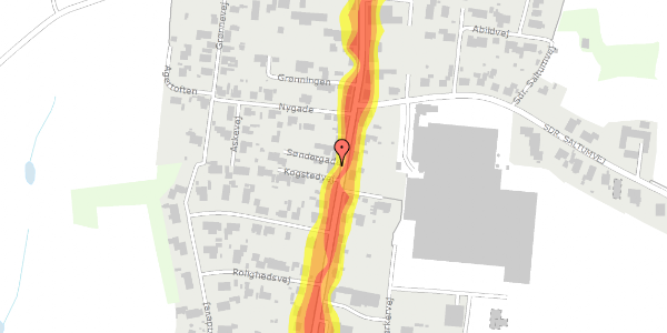 Trafikstøjkort på Søndergade 28, 9493 Saltum