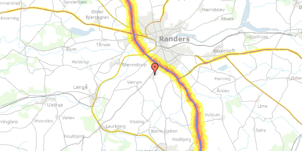 Trafikstøjkort på Bjørnsager 71, 8940 Randers SV