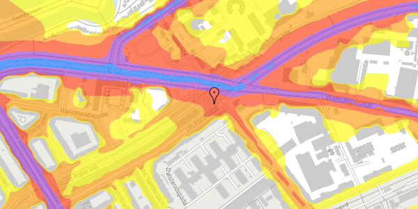 Trafikstøjkort på Uplandsgade 35A, 2300 København S