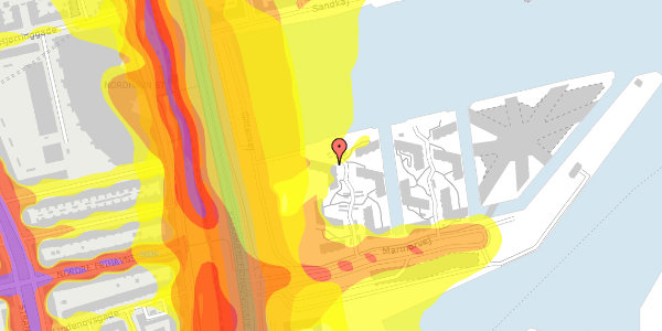 Trafikstøjkort på Marmorvej 11B, 1. th, 2100 København Ø