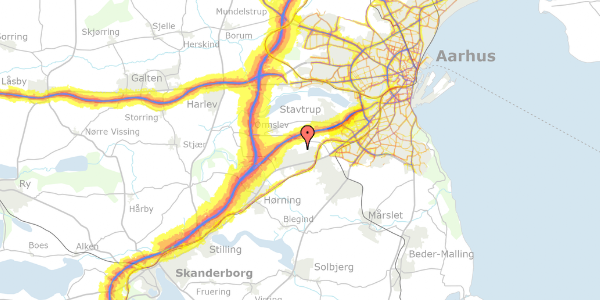 Trafikstøjkort på Kildeagervej 253, 8361 Hasselager