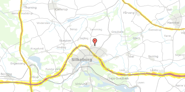 Trafikstøjkort på Priorsvej 40, 8600 Silkeborg