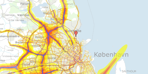 Trafikstøjkort på Esthersvej 34A, 2900 Hellerup