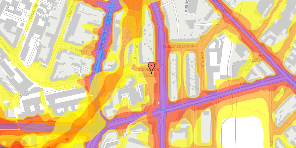 Trafikstøjkort på Tikøbgade 3, 1. 6, 2200 København N