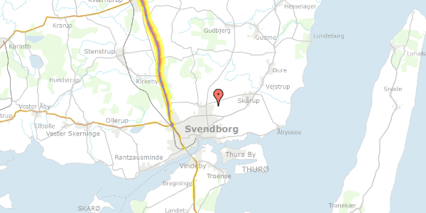 Trafikstøjkort på Svalbardvej 11, 5700 Svendborg