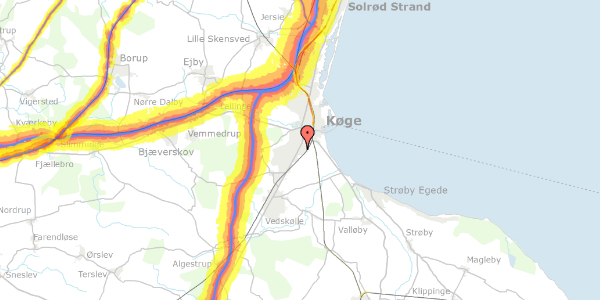 Trafikstøjkort på Ravnsborgvej 10D, 1. mf, 4600 Køge