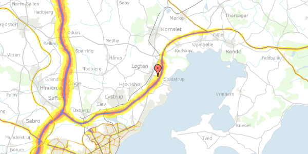 Trafikstøjkort på Lauritshøj 186, 8541 Skødstrup