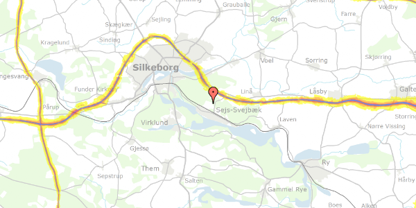 Trafikstøjkort på Borgdalsvej 18A, 8600 Silkeborg