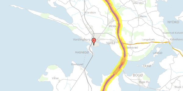 Trafikstøjkort på Sydhavnsvej 12, 4760 Vordingborg