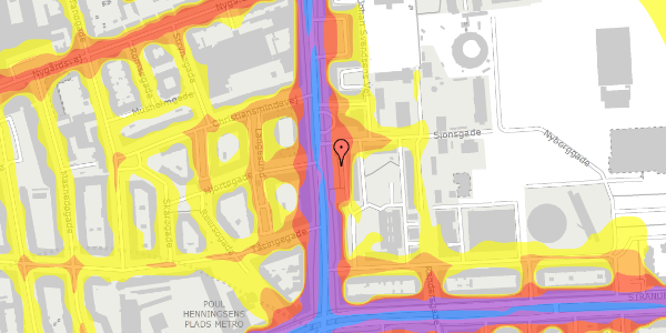 Trafikstøjkort på Østerbrogade 190, 2100 København Ø