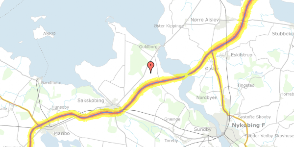 Trafikstøjkort på Præstestræde 13, 4862 Guldborg