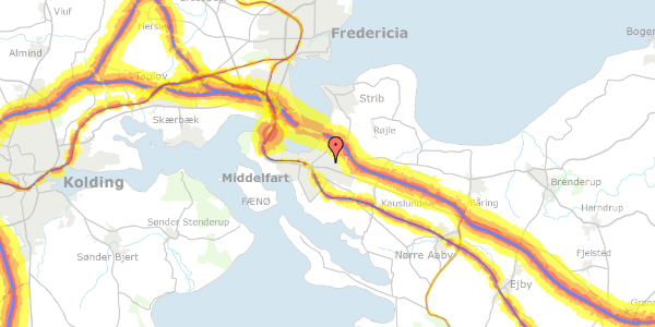 Trafikstøjkort på Fynsvej 52, 5500 Middelfart