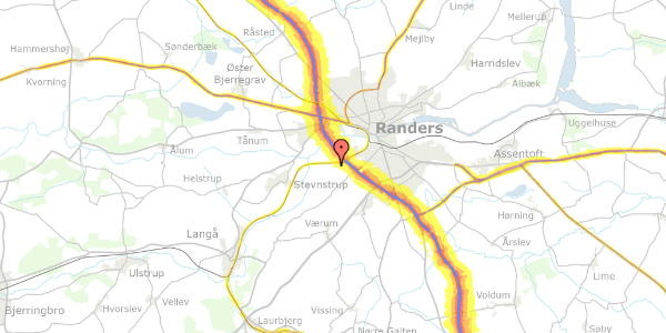 Trafikstøjkort på Kærgade 180A, 8940 Randers SV