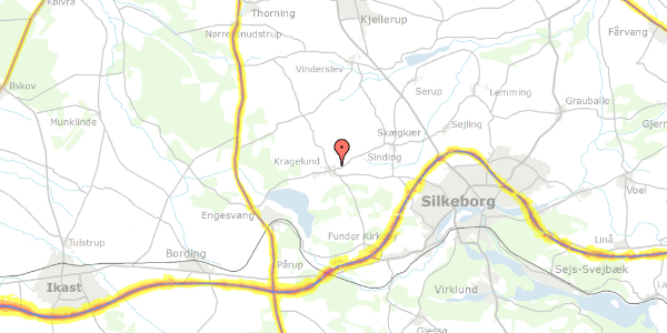 Trafikstøjkort på Kragelundtoften 34E, 8600 Silkeborg