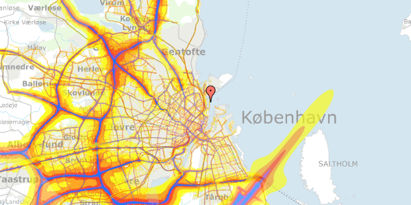 Trafikstøjkort på Amerika Plads 37, 2100 København Ø