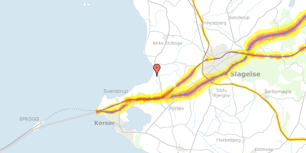 Trafikstøjkort på Tranevej 105, 4220 Korsør