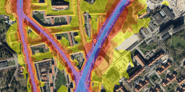 Trafikstøjkort på Peter Rørdams Vej 2F, 2400 København NV