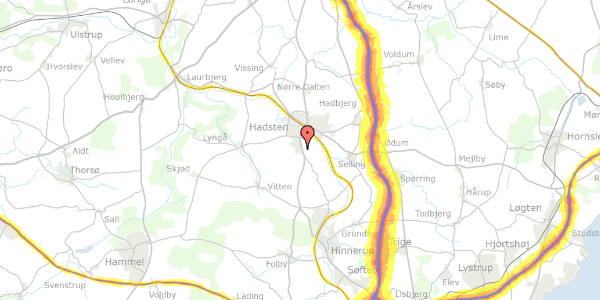 Trafikstøjkort på Over Hadstenvej 48, 1. , 8370 Hadsten