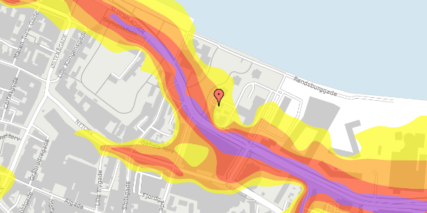 Trafikstøjkort på Nyhavnsgade 7A, kl. 3, 9000 Aalborg