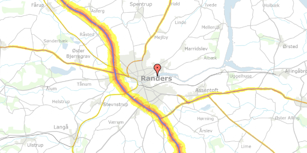 Trafikstøjkort på Bådevænget 42, 8930 Randers NØ