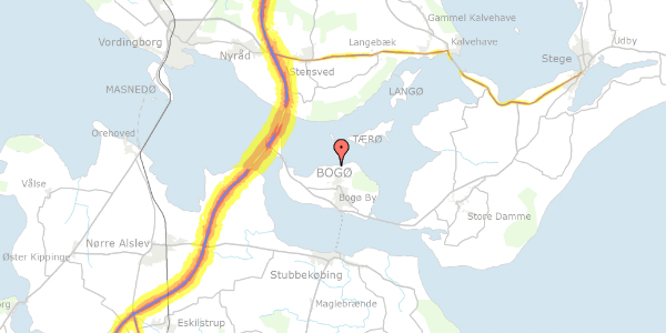 Trafikstøjkort på Søvangsvej 17A, 4793 Bogø By