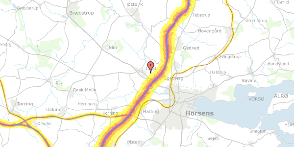 Trafikstøjkort på Bakkeager 11, 8700 Horsens