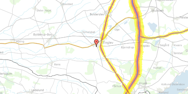 Trafikstøjkort på Kravlundvej 11, 6360 Tinglev