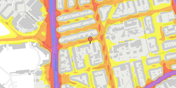 Trafikstøjkort på Nøjsomhedsvej 12A, 2100 København Ø