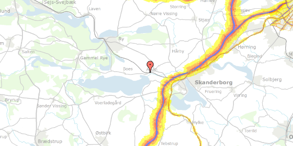 Trafikstøjkort på Alkenvej 71B, 8660 Skanderborg