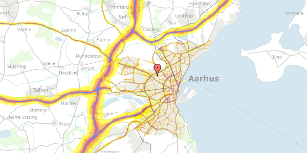 Trafikstøjkort på Haslegårdsvej 10, 8210 Aarhus V