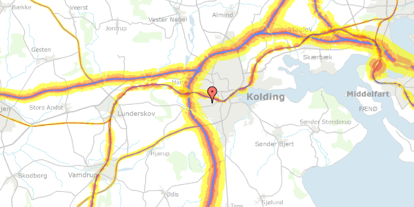 Trafikstøjkort på Holbergsvej 13, 1. , 6000 Kolding