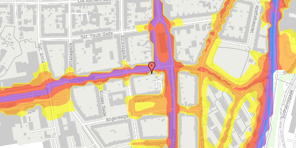 Trafikstøjkort på Odensegade 19, 3. , 8000 Aarhus C