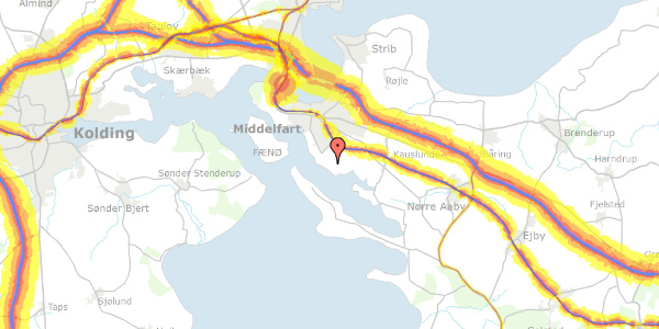 Trafikstøjkort på Østre Hougvej 152, 5500 Middelfart