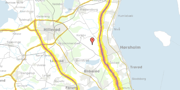 Trafikstøjkort på Vibensholmsvej 12, 2980 Kokkedal