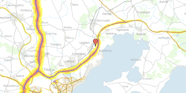 Trafikstøjkort på Løgten Østervej 97, 8541 Skødstrup