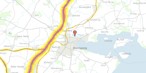 Trafikstøjkort på Hf Strandlyst 34, 8700 Horsens