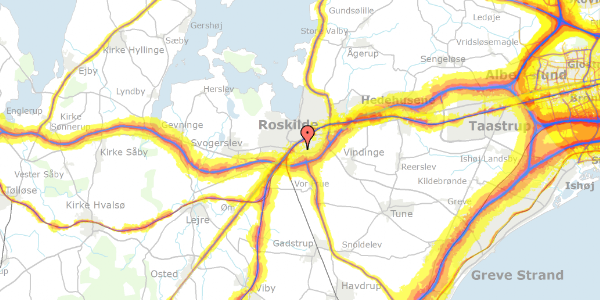 Trafikstøjkort på Eriksvej 44, 2. 23, 4000 Roskilde