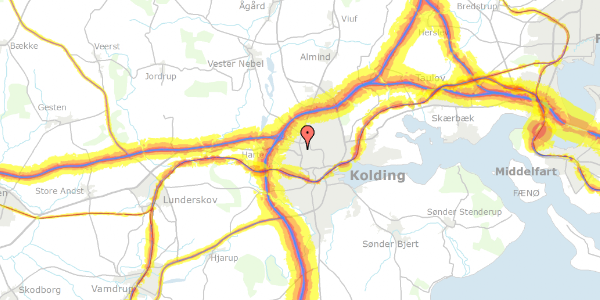 Trafikstøjkort på Vejlevej 167, 6000 Kolding