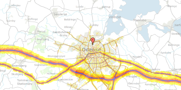 Trafikstøjkort på Lumbyvej 17A, 5000 Odense C