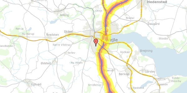 Trafikstøjkort på Grønnedalen 68, 7100 Vejle