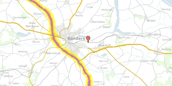 Trafikstøjkort på Egehøjvej 33, 8960 Randers SØ