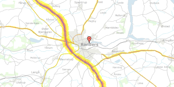 Trafikstøjkort på Bådevænget 22, 8930 Randers NØ