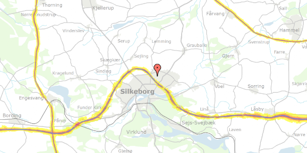 Trafikstøjkort på Frichsvej 11, 8600 Silkeborg